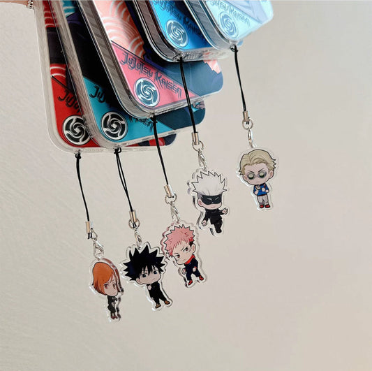 Japanese Anime Jujutsu Kaisen Phone Case with Strap | Satoru Yuji Megumi Nanami Kugisaki Nobara - iPhone Case 7 8 PLUS SE2 XS XR X 11 12 13 14 15 16 Pro Promax 12mini 13mini KawaiiGiftLand