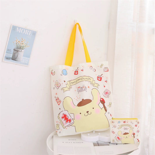 Japanese Cartoon Sweet Style Fold Up Tote Bag | Pompompurin Keroppi Hangyodon Bad Badtz Maru AhirunoPekkle Tuxedosam - Kawaii Little Bag KawaiiGiftLand