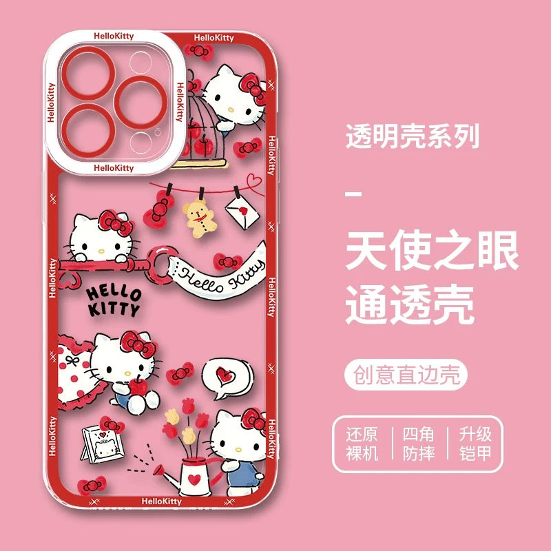 Japanese Cartoon Hello Kitty | Vintage Kitty Red Version - iPhone Case PLUS SE2 XS XR X 11 12 13 14 15 16 16e 17 17e Pro Promax 12mini 13mini