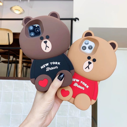 Line friends Big Brown Bear| New York Brown - iPhone Case iPhone XS XR X 11 12 13 14 15 Pro Promax