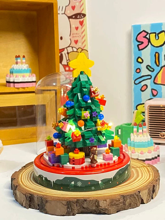 Mini Block Building with Cover | Christmas Tree - with LED Lights Xmas Gift DIY Handmade Gift KawaiiGiftLand