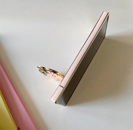 Japan Cartoon | Golden Line Hello Kitty with Phone Mirror Stand - Phone Case Samsung Galaxy S24 S23 S22 Plus Ultra