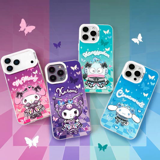 Japanese Cartoon Sanrio Butterfly Lolita Laser Case | Kuromi My Melody Cinnamoroll Hangyodon 4 Styles - Phone Case Samsung Galaxy S26 S25 S24 S23 S22 S21 FE Ultra Edge