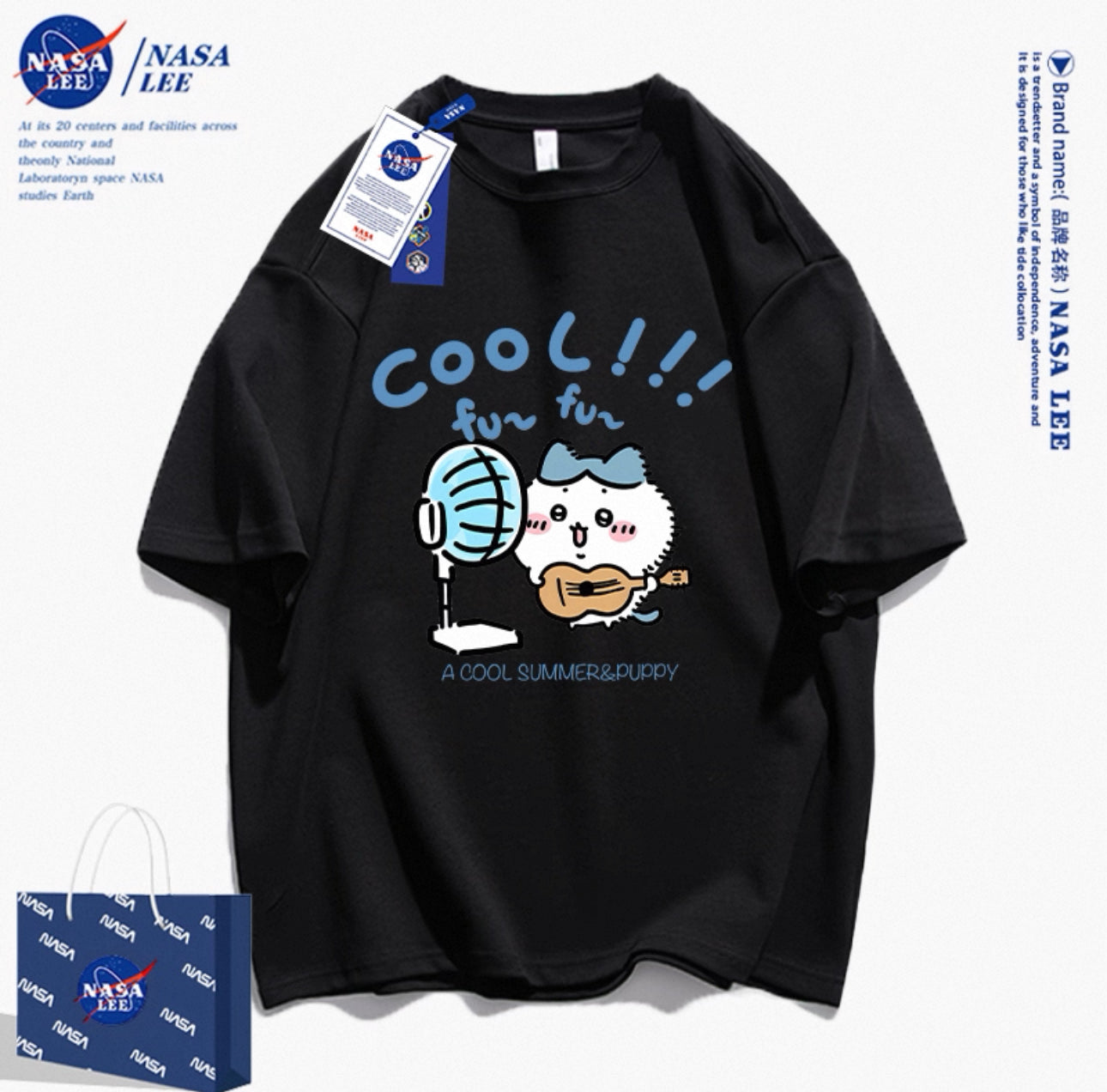 Japanese Cartoon ChiiKawa Casual Style T-Shirt Series | Hachiware with fans - Kawaii Fashion Items