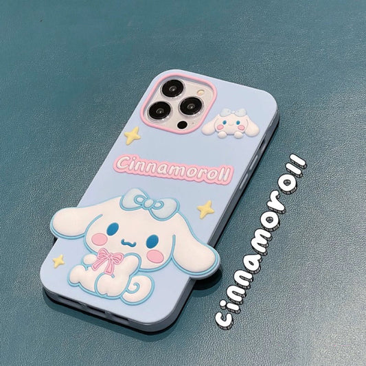 Big Ribbon Cinnamoroll Blue Soft iPhone Case 11 12 13 14 15 16 Pro Promax KawaiiGiftLand