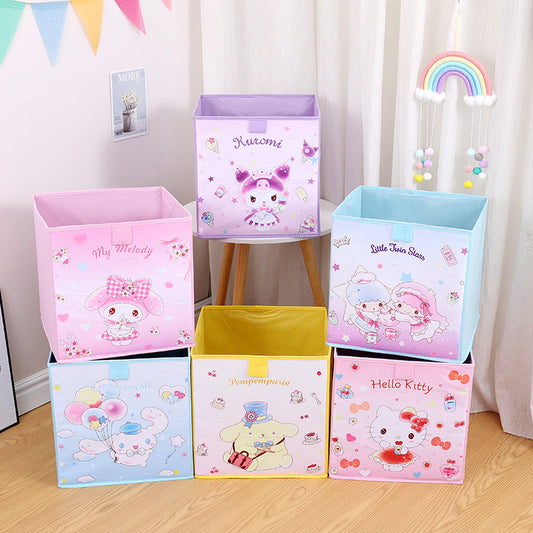 Japanese Cartoon Lovely Square Storage Box | Hello Kitty My Melody Kuromi Little Twin Stars Cinnamoroll Pompompurin - Bedroom Girl Gift KawaiiGiftLand