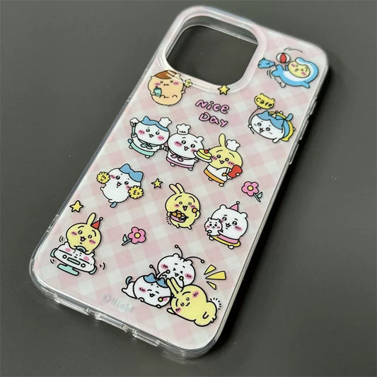 Japanese Cartoon ChiiKawa | Chiikawa Hachiware Usagi X Kirby Hangyodon - iPhone Case 11 12 13 14 15 16 16e 17 17e Pro Promax