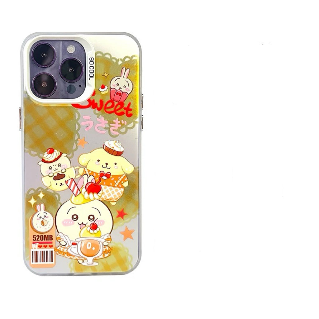 Japanese Cartoon ChiiKawa | Sweet with ChiiKawa My Melody Hachiware Cinnamoroll Usagi Pompompurin Laser - iPhone Case 11 12 13 14 15 16 Pro Promax KawaiiGiftLand