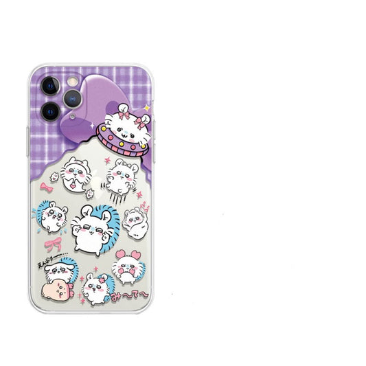 Japanese Cartoon ChiiKawa | Momonga Rakko Crab UFO Clear - iPhone Case 11 12 13 14 15 16 Pro Promax KawaiiGiftLand