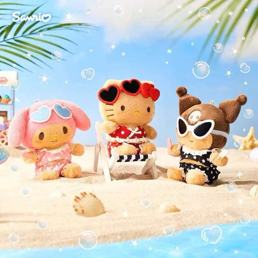 Japan Sanrio Sea Island Holiday | Hello Kitty My Melody Kuromi Cinnamoroll Pochacco - Mini Plush Doll keychain