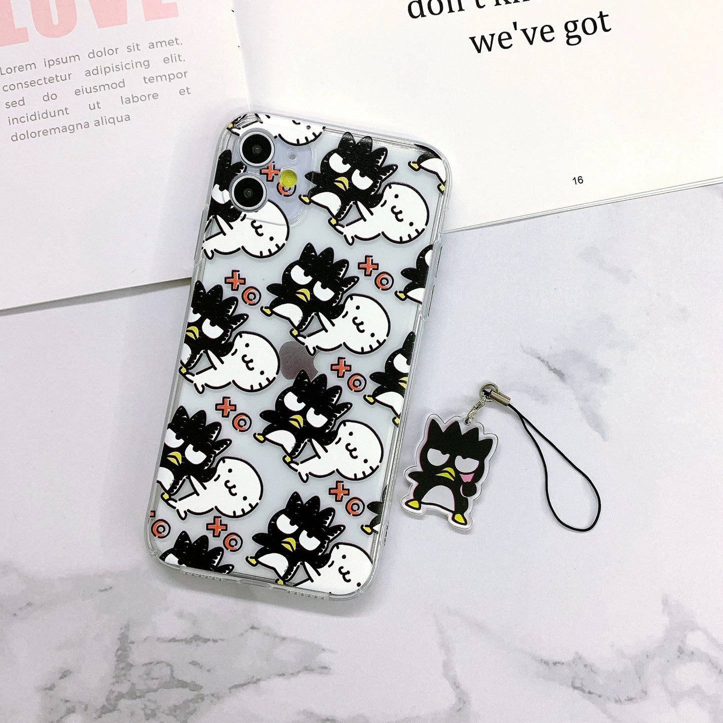 Japanese Cartoon iPhone Case with Strap | Bad Badtz Maru with friends yeah Full Screen - iPhone CasePhone Case 7 8 PLUS SE2 XS XR X 11 12 13 14 15 16 Pro Promax 12mini 13mini KawaiiGiftLand