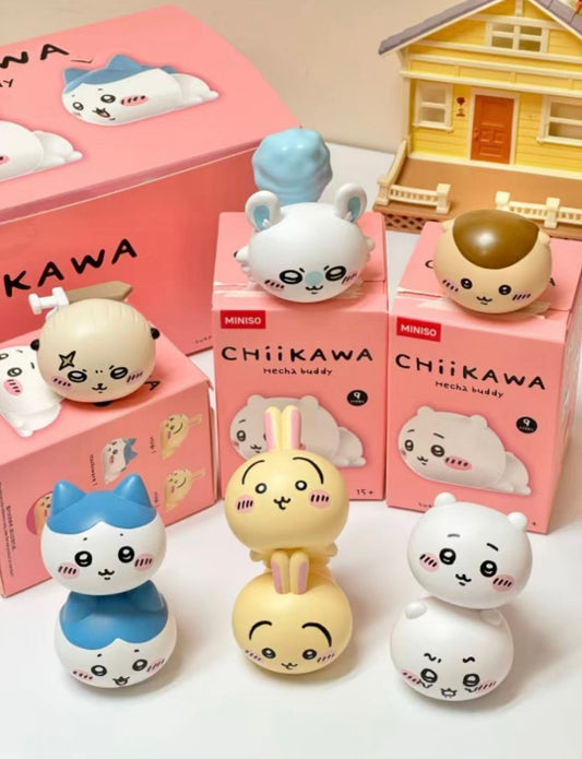 ChiiKawa X Miniso | ChiiKawa Hachiware Usagi Momonga Kurimanju Rakko Hecha Buddy Blind Box Figure - Kawaii Item Cute Room Decoration KawaiiGiftLand