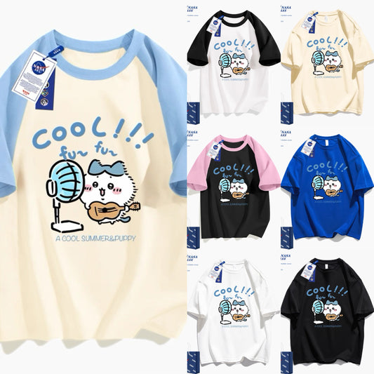 Japanese Cartoon ChiiKawa Casual Style T-Shirt Series | Hachiware with fans - Kawaii Fashion Items