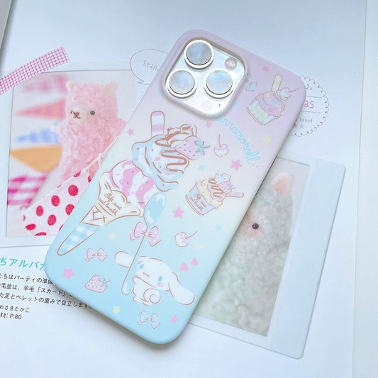 Japanese Cartoon Cinnamoroll Ice Cream Pastel Matt iPhone Case 12 13 14 Pro Promax KawaiiGiftLand