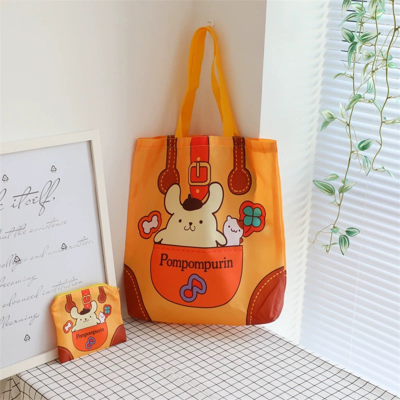 Japanese Cartoon Luggage Style Fold Up Tote Bag | Hello Kitty My Melody Kuromi Little Twin Stars Cinnamoroll Pompompurin - Kawaii Little Bag KawaiiGiftLand