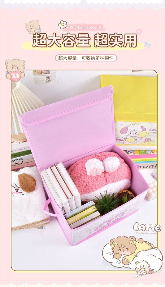 Mikko illustration Characters Fold Big Storage Box | Bear Latte Dog Souffie Kitten Mousse Rabbit Cammy - Bedroom Girl Gift