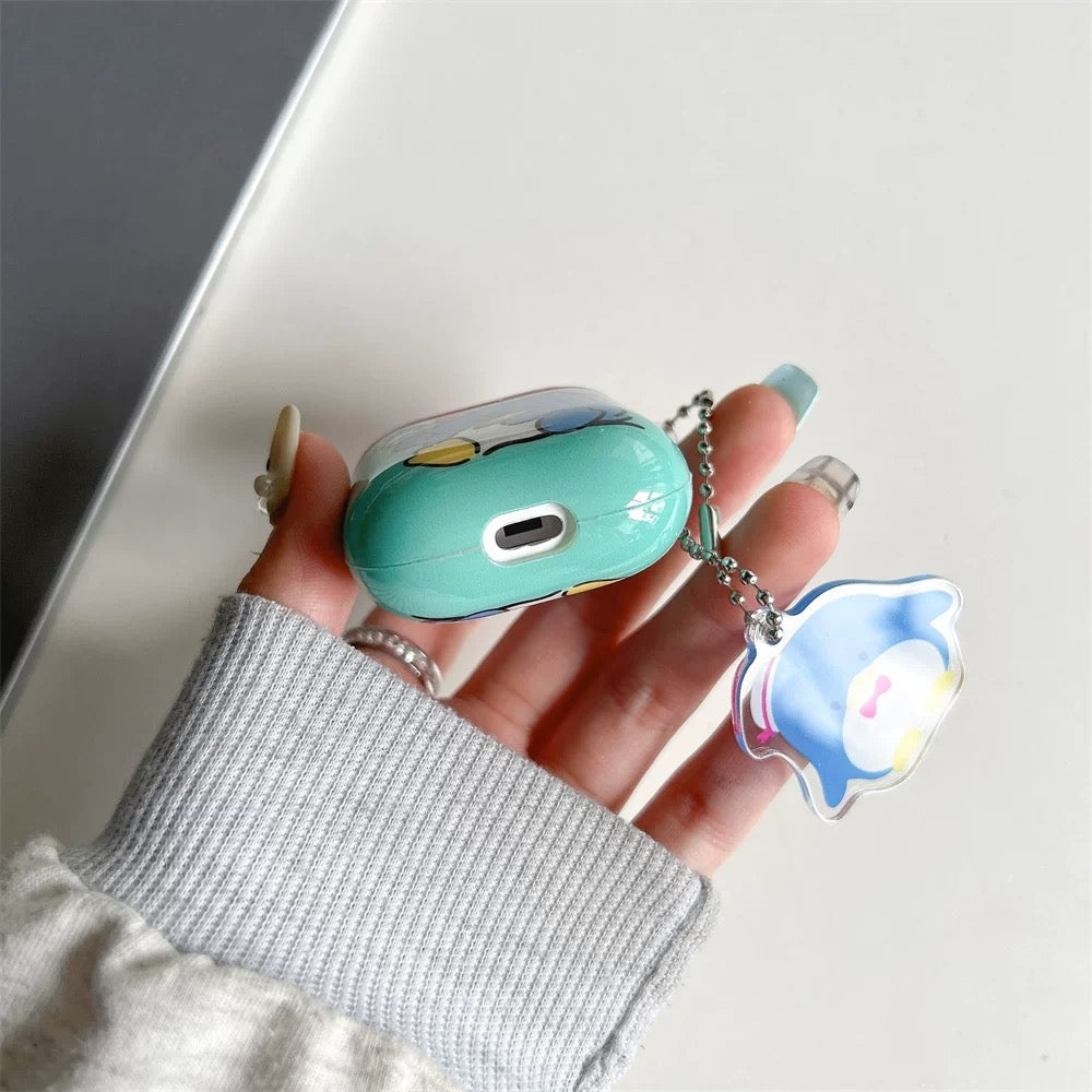 Japanese Cartoon Tuxedosam with Ice Cream Pink Mint with Keychain - AirPods AirPodsPro AirPods3 AirPods4 Case KawaiiGiftLand