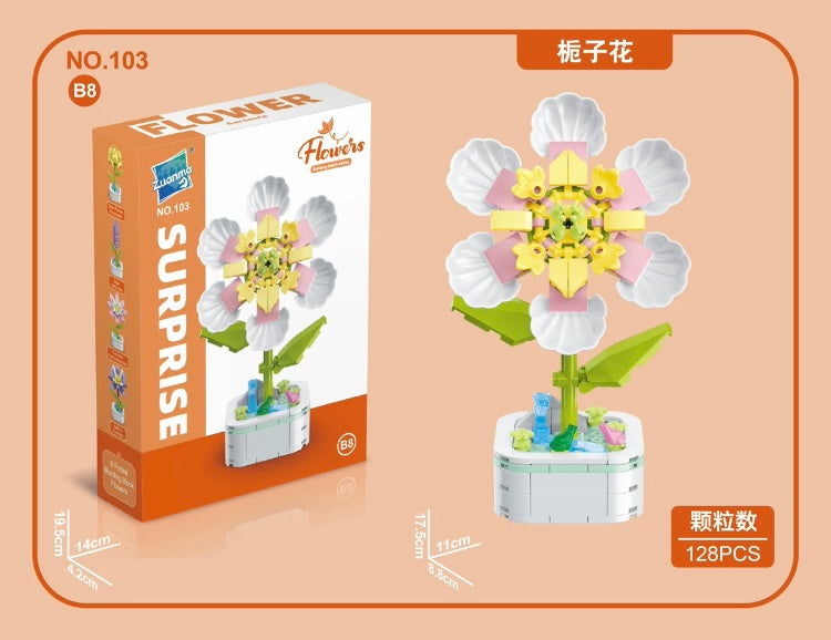 Mini Block Building Flower Series 2 | Yellow Rose Lilac Lily Bell - Tiny Particle Assembly DIY Handmade Gift KawaiiGiftLand