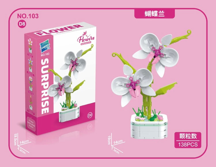 Mini Block Building Flower Series 4 | Peach Blossom Carnation - Tiny Particle Assembly DIY Handmade Gift KawaiiGiftLand