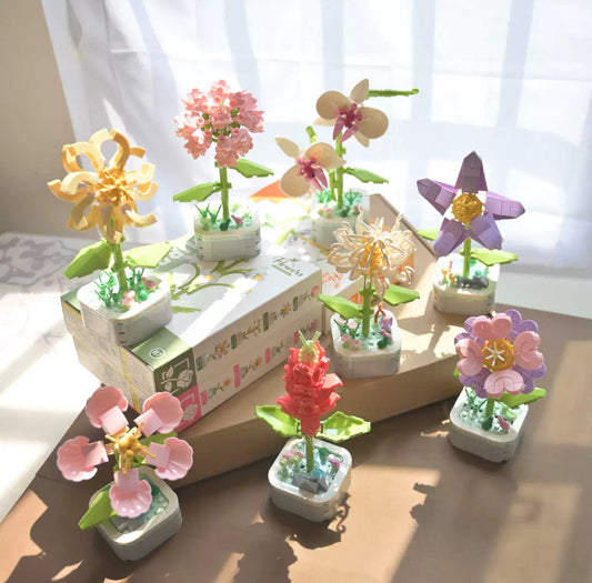 Mini Block Building Flower Series 4 | Peach Blossom Carnation - Tiny Particle Assembly DIY Handmade Gift KawaiiGiftLand