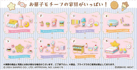 RE-MENT Sanrio Little Twin Stas PASTEL SWEETS ROOM 8Pack BOX - Kawaii Miniature World Doll Room