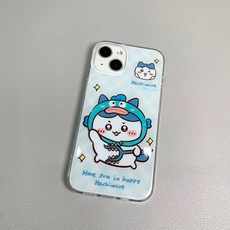 Japanese Cartoon ChiiKawa Hachiware Usagi X Kirby Hangyodon iPhone Case 11 12 13 14 15 Pro Promax KawaiiGiftLand
