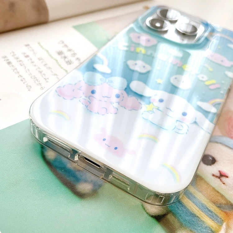 Japanese Cartoon Cinnamoroll Rainbow Sky iPhone Case 14 15 Pro Promax KawaiiGiftLand