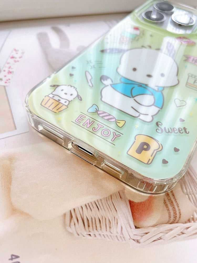 Japanese Cartoon Pochacco Ice Cream Green iPhone Case 14 15 Pro Promax KawaiiGiftLand