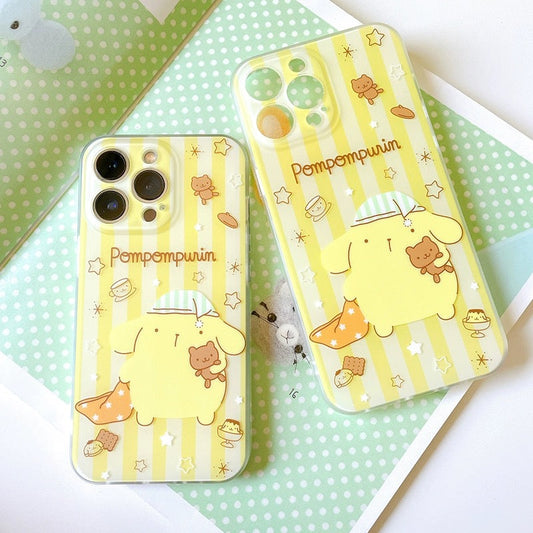 Japanese Cartoon Pompompurin Pajamas Yellow iPhone Case 12 13 14 15 16 Pro Promax KawaiiGiftLand