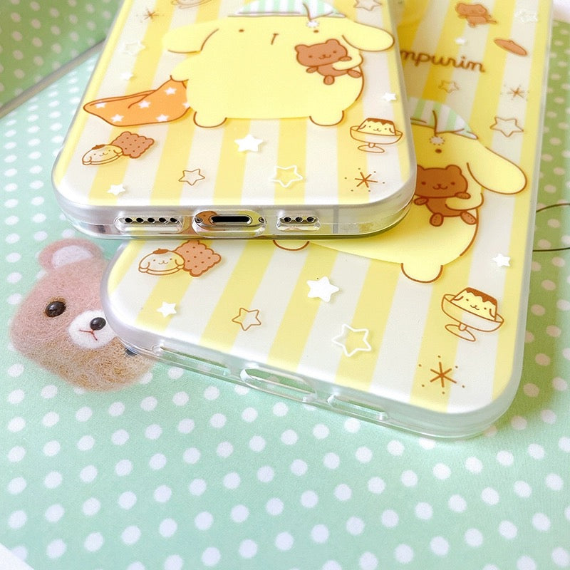 Japanese Cartoon Pompompurin Pajamas Yellow iPhone Case 12 13 14 15 16 Pro Promax KawaiiGiftLand