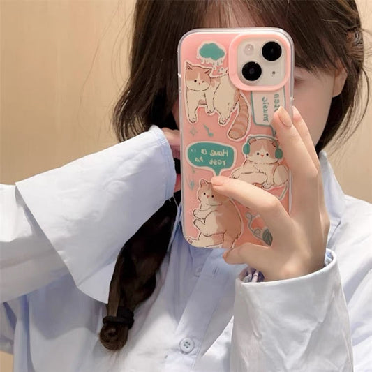Japanese Lovely Yellow Kitten Cat Pink iPhone case Kawaii Lovely Cute Lolita iPhone 11 12 13 14 15 Pro Promax KawaiiGiftLand
