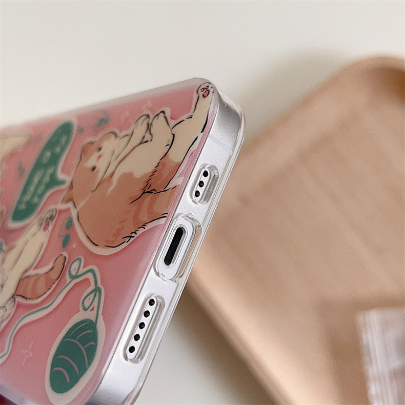 Japanese Lovely Yellow Kitten Cat Pink iPhone case Kawaii Lovely Cute Lolita iPhone 11 12 13 14 15 Pro Promax KawaiiGiftLand