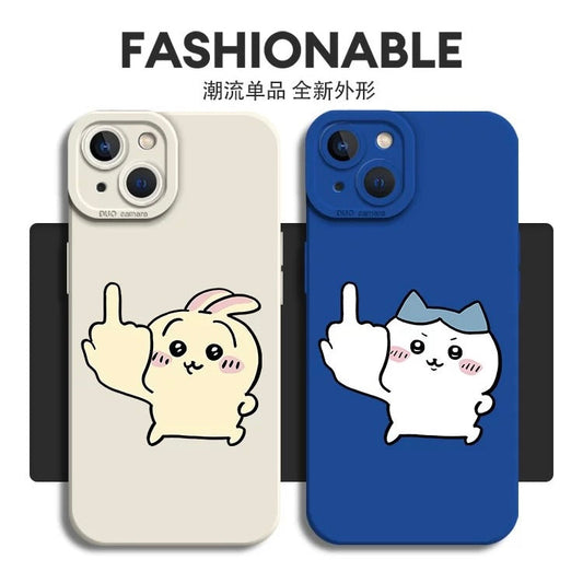 Japanese Cartoon ChiiKawa Funny Pose | Black ChiiKawa Hachiware Usagi - iPhone Case XS 11 12 13 14 15 16 Pro Promax mini2mini 13mini KawaiiGiftLand