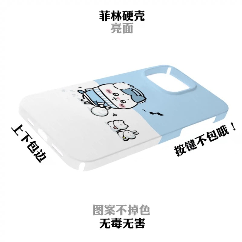 Japanese Cartoon ChiiKawa | ChiiKawa Hachiware Usagi with Snowman - iPhone Case XS 11 12 13 14 15 Pro Promax mini KawaiiGiftLand