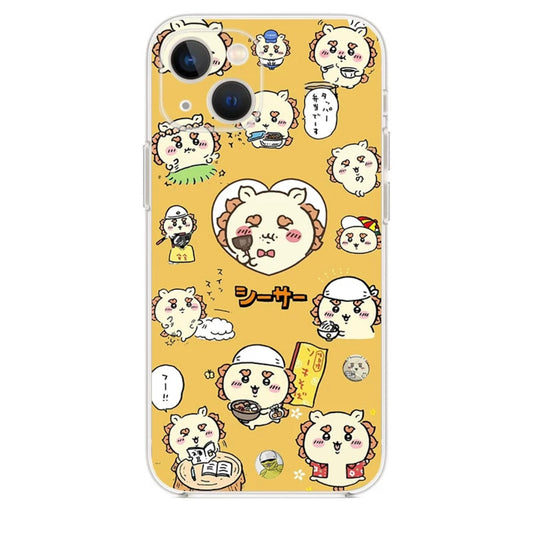 Japanese Cartoon ChiiKawa | Full Screen Shisa Orange - iPhone Case XS 11 12 13 14 15 16 Pro Promax mini KawaiiGiftLand