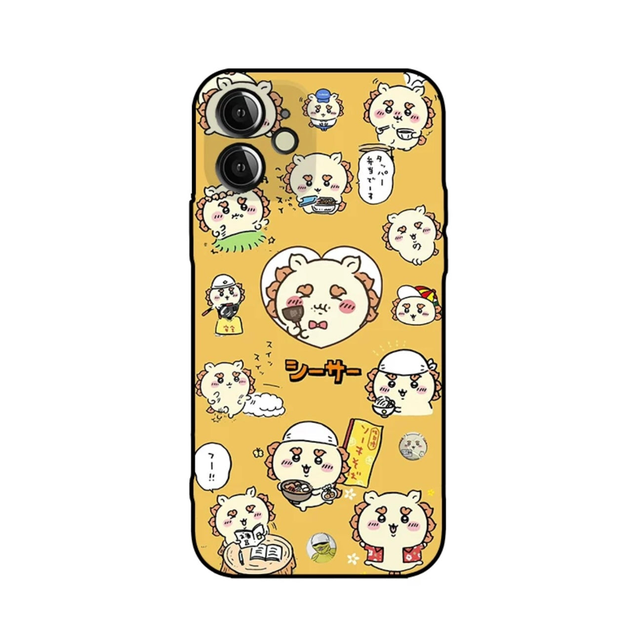 Japanese Cartoon ChiiKawa | Full Screen Shisa Orange - iPhone Case XS 11 12 13 14 15 16 Pro Promax mini KawaiiGiftLand