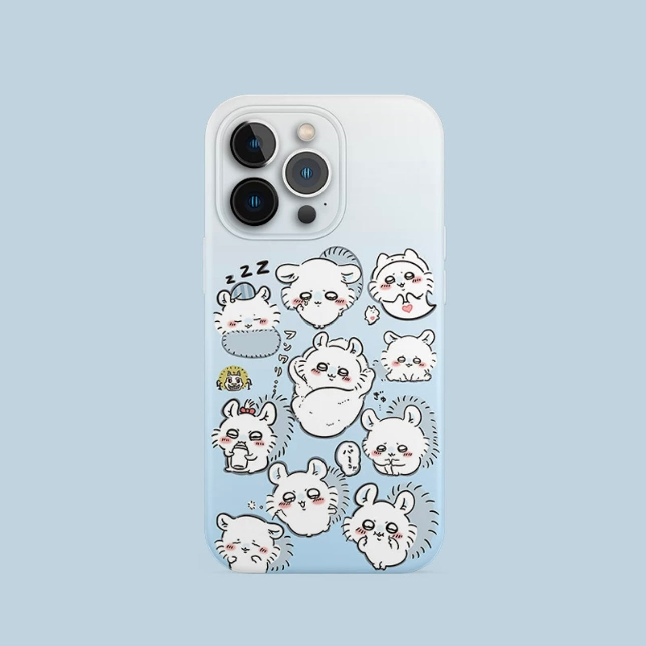Japanese Cartoon ChiiKawa | Blue Pink & Light Blue Momonga - iPhone Case XS 11 12 13 14 15 Pro Promax mini KawaiiGiftLand