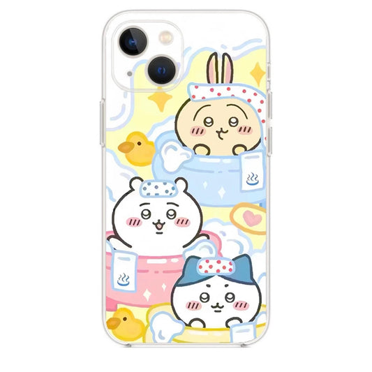 Japanese Cartoon ChiiKawa | Hot Spring ChiiKawa Hachiware Usagi - iPhone Case XS 11 12 13 14 15 Pro Promax mini KawaiiGiftLand