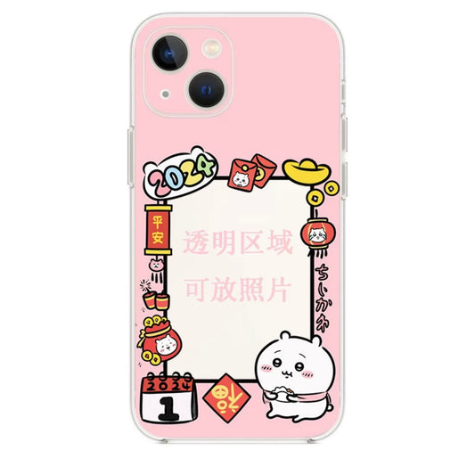 Japanese Cartoon ChiiKawa 2024 New Year Photo Frame | ChiiKawa Hachiware Usagi Momonga - iPhone Case XS 11 12 13 14 15 Pro Promax mini KawaiiGiftLand