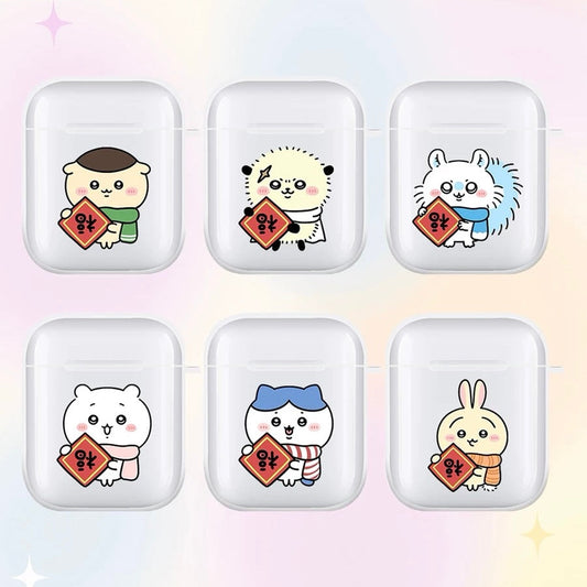 Japanese Cartoon ChiiKawa | Chinese Good Luck Blessing ChiiKawa Hachiware Usagi Momonga Rakko Kurimanju AirPods AirPodsPro AirPods3 Case - Clear Black Case KawaiiGiftLand