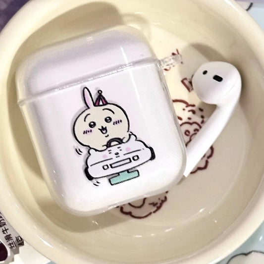 Japanese Cartoon ChiiKawa | Driving Car ChiiKawa Hachiware Usagi AirPods AirPodsPro AirPods3 Case - Clear Black