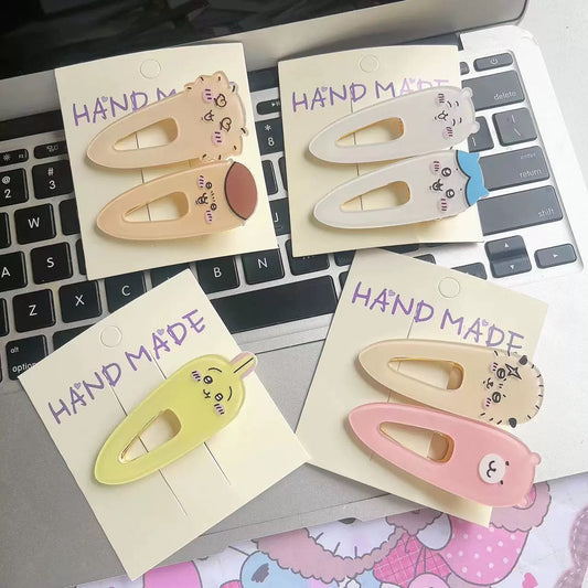 ChiiKawa Hairclip | Chiikawa Hachiware Usagi Momonga Kurimanju Rakko Shisa Pink Bear KawaiiGiftLand