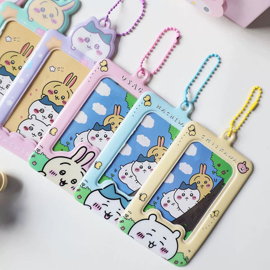 Japanese Cartoon Chiikawa Lovely Card Badge Holder | ChiiKawa Hachiware Usagi - Stars Photos Cards with Keychain Child Gift KawaiiGiftLand