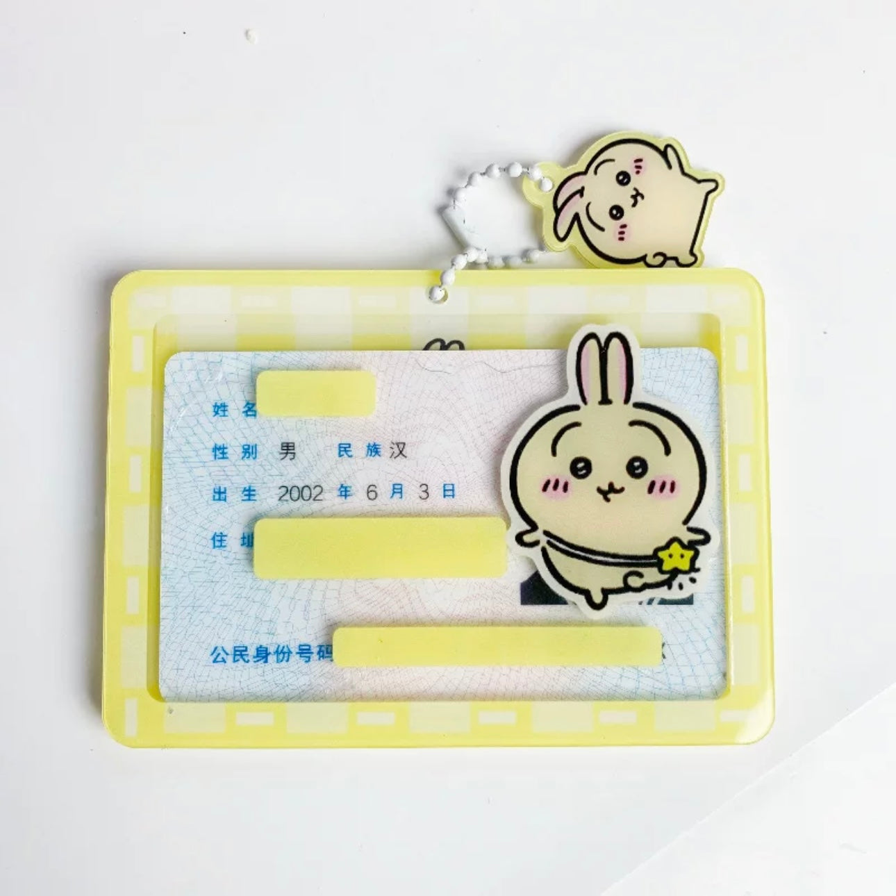 Free Gift : Japanese Cartoon Chiikawa Acrylic Card Badge Holder | ChiiKawa Hachiware Usagi Momonga - Student Card with Keychain Child Gift KawaiiGiftLand
