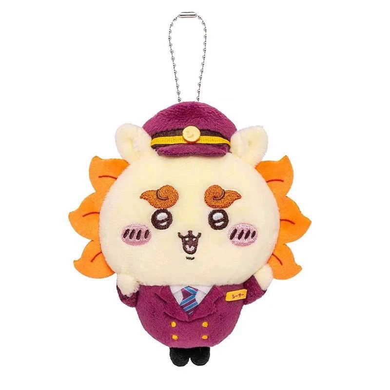 Japan Chiikawa X Hankyu Railway | Train Steward ChiiKawa Hachiware Usagi Momonga Kurimanju Shisa- Mini Plush Doll Keychain KawaiiGiftLand
