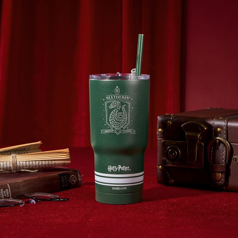 Harry Magical School Wizard Witch X Miniso | Magical School Four Houses Metal Water Cup With Straw Red Blue Green Yellow - Kawaii items KawaiiGiftLand