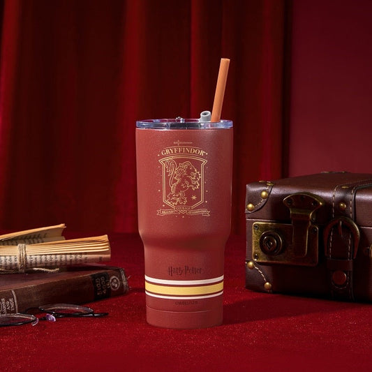 Harry Magical School Wizard Witch X Miniso | Magical School Four Houses Metal Water Cup With Straw Red Blue Green Yellow - Kawaii items KawaiiGiftLand