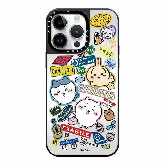 Japanese Cartoon ChiiKawa Mirror Phone Case | ChiiKawa Hachiware Usagi Travel Series - iPhone Case 11 12 13 14 15 16 Pro Promax KawaiiGiftLand