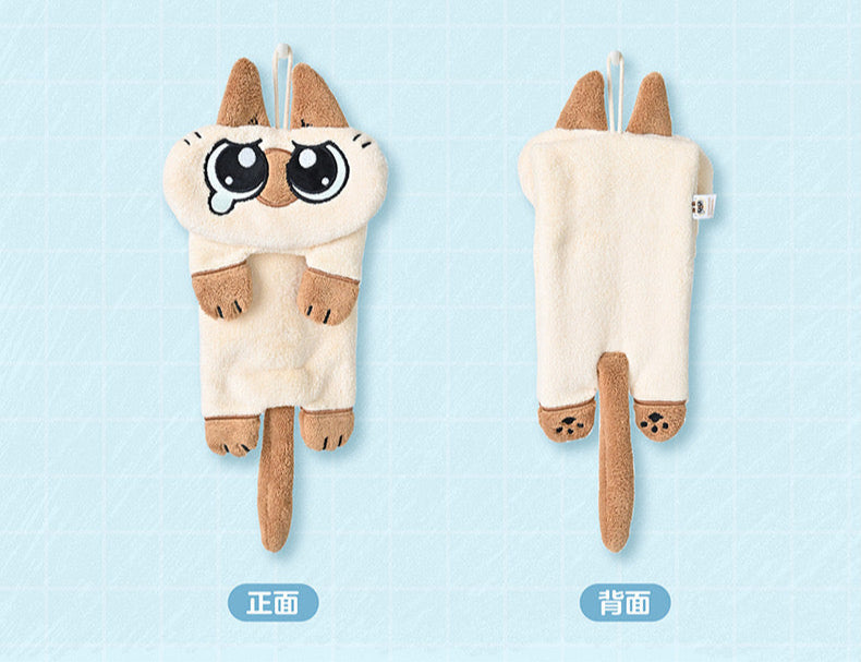 Azukisan's Daily life | Azukisan Cute Cotton Hand Towel - Kawaii Items Siamese Cat Xiaodouni Toy Collection KawaiiGiftLand