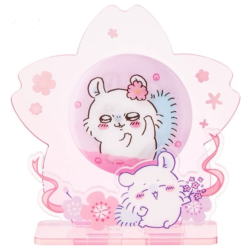 ChiiKawa X Miniso Sakura Limited Series | ChiiKawa Hachiware Usagi Momonga - Plastic Badge with Acrylic Stand Kawaii Items Room Decoration Item KawaiiGiftLand